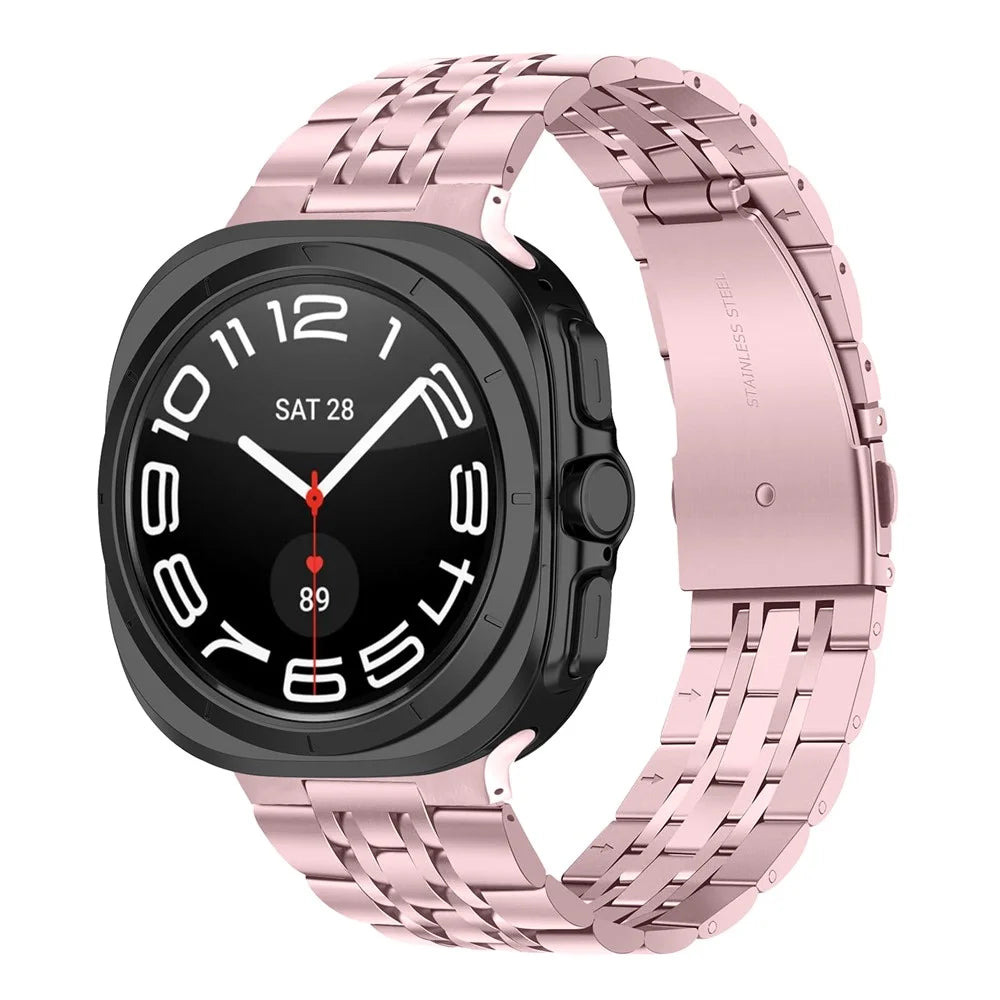 For Samsung Galaxy Watch Ultra2 47mm / Watch Ultra (2025) 47mm / Watch Ultra 47mm Replacement Band 7-Bead Stainless Steel Smart Watch Strap - Rose Pink - 2