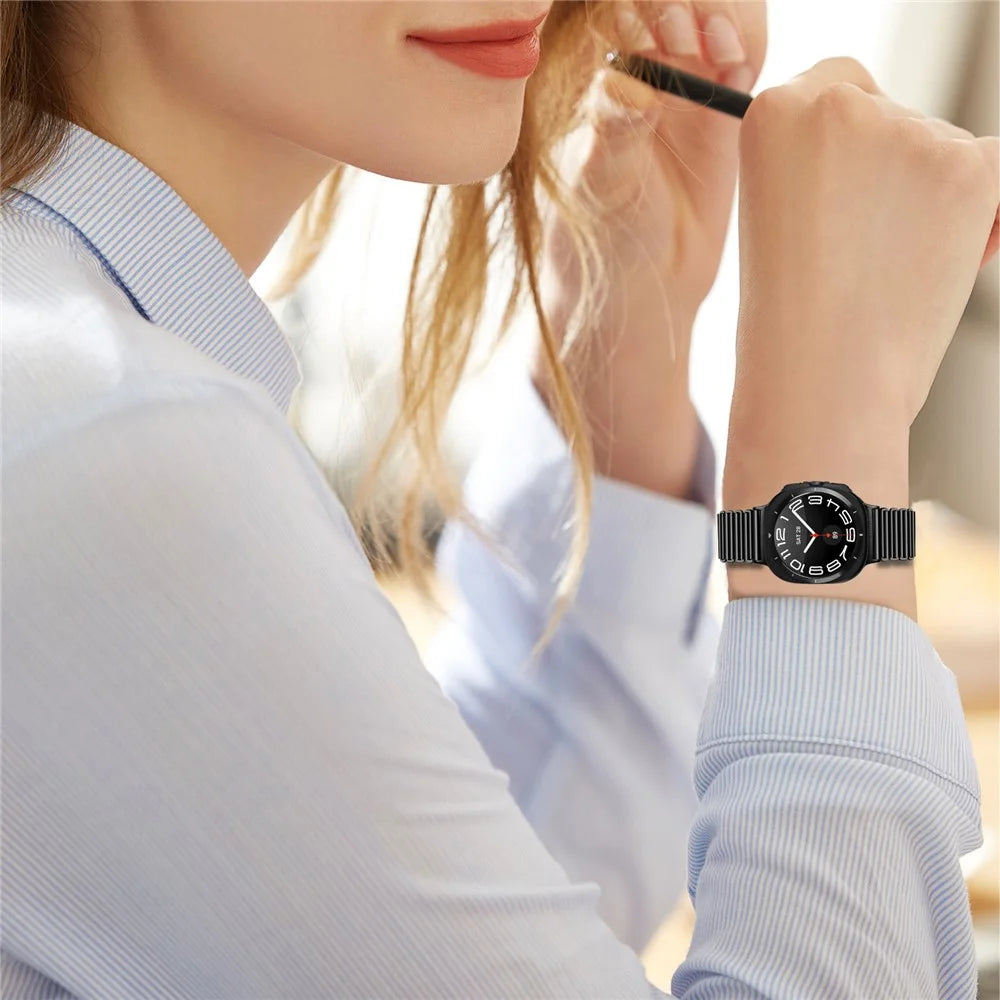 For Samsung Galaxy Watch Ultra2 47mm / Watch Ultra (2025) 47mm / Watch Ultra 47mm Replacement Strap Stainless Steel Smart Watch Band - Black - 6