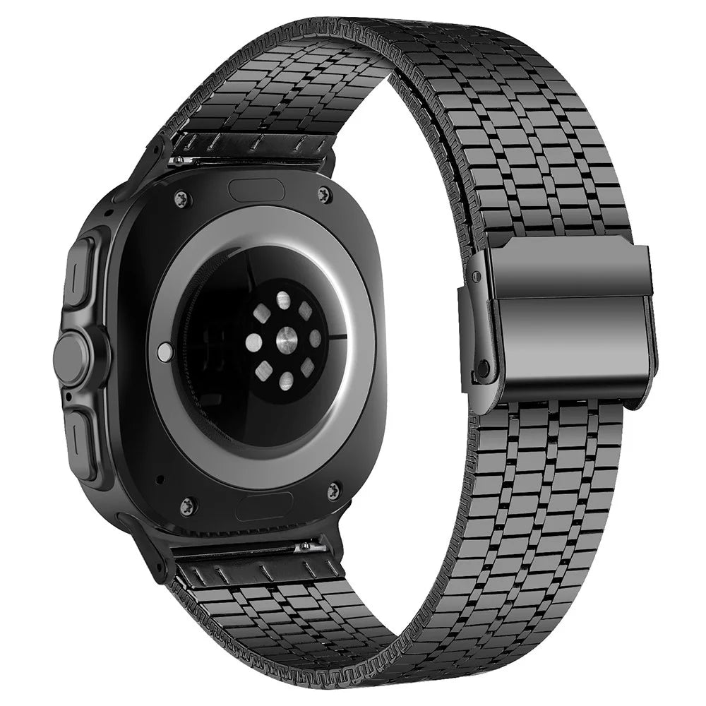 For Samsung Galaxy Watch Ultra2 47mm / Watch Ultra (2025) 47mm / Watch Ultra 47mm Watch Band Stainless Steel 7-Beads Wrist Strap - Black - 1