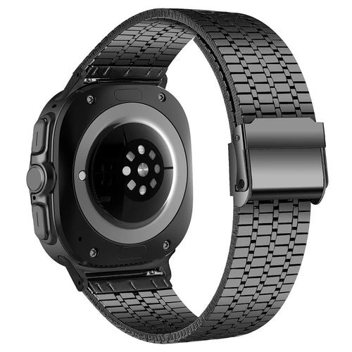For Samsung Galaxy Watch Ultra2 47mm / Watch Ultra (2025) 47mm / Watch Ultra 47mm Watch Band Stainless Steel 7-Beads Wrist Strap - Black - 1