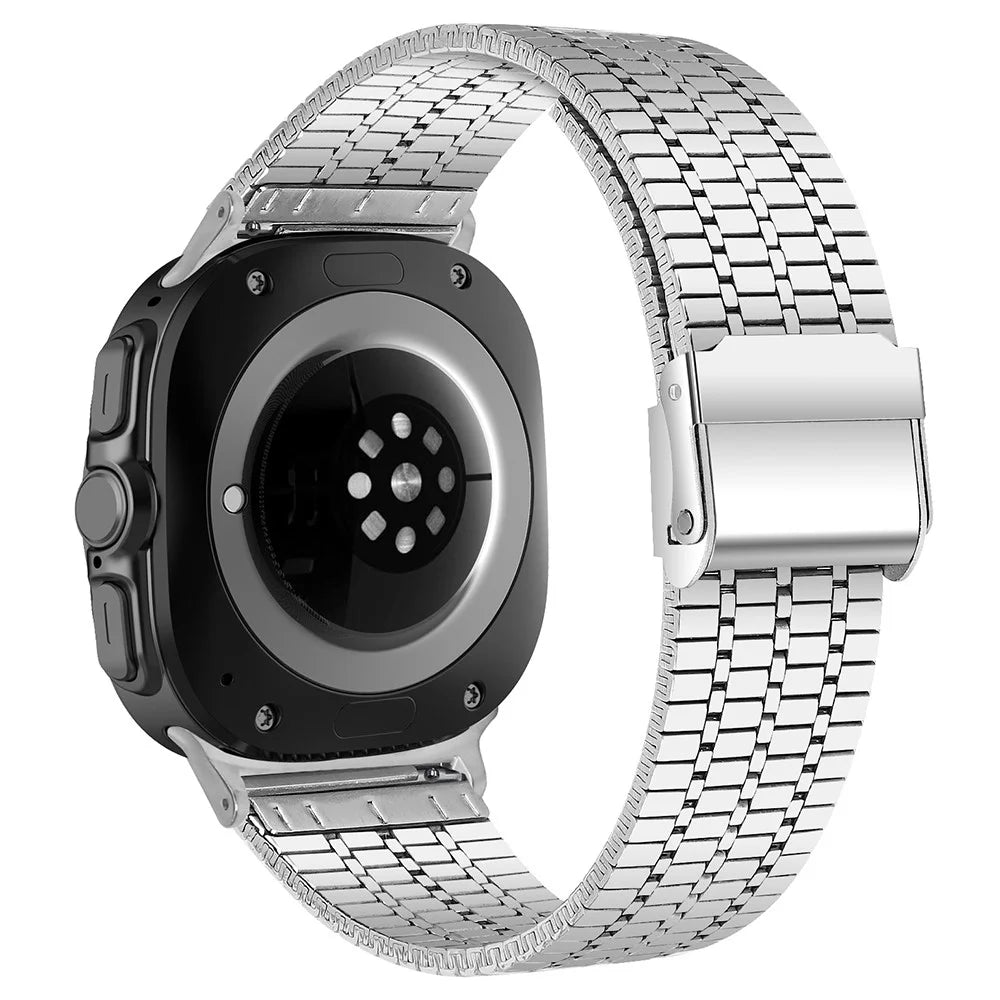 For Samsung Galaxy Watch Ultra2 47mm / Watch Ultra (2025) 47mm / Watch Ultra 47mm Replacement Band 7-Bead Stainless Steel Smart Watch Strap, Silver - 1