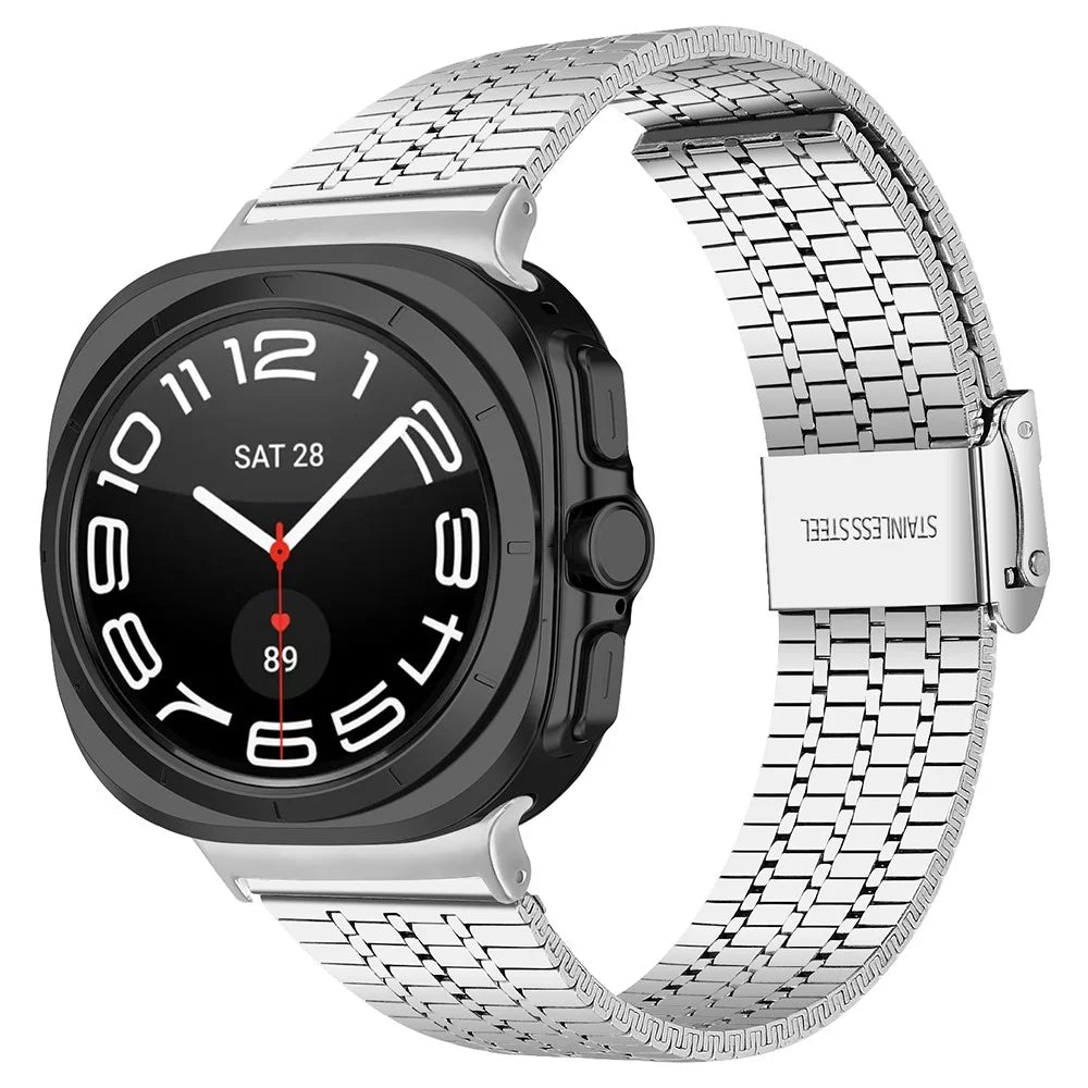 For Samsung Galaxy Watch Ultra2 47mm / Watch Ultra (2025) 47mm / Watch Ultra 47mm Replacement Band 7-Bead Stainless Steel Smart Watch Strap, Silver - 2