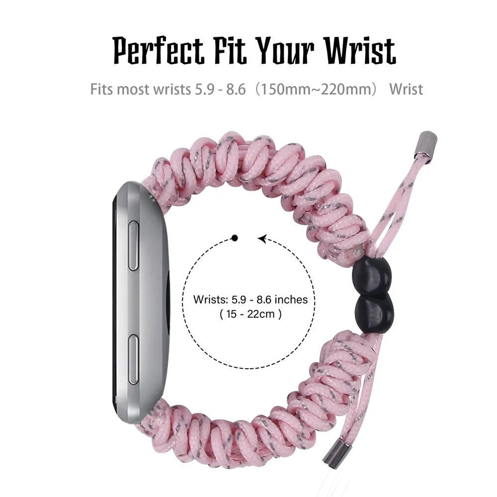 New Style Fashionable Braided Rope Adjustable Watchband Replacement for Fitbit Versa - Pink - 5