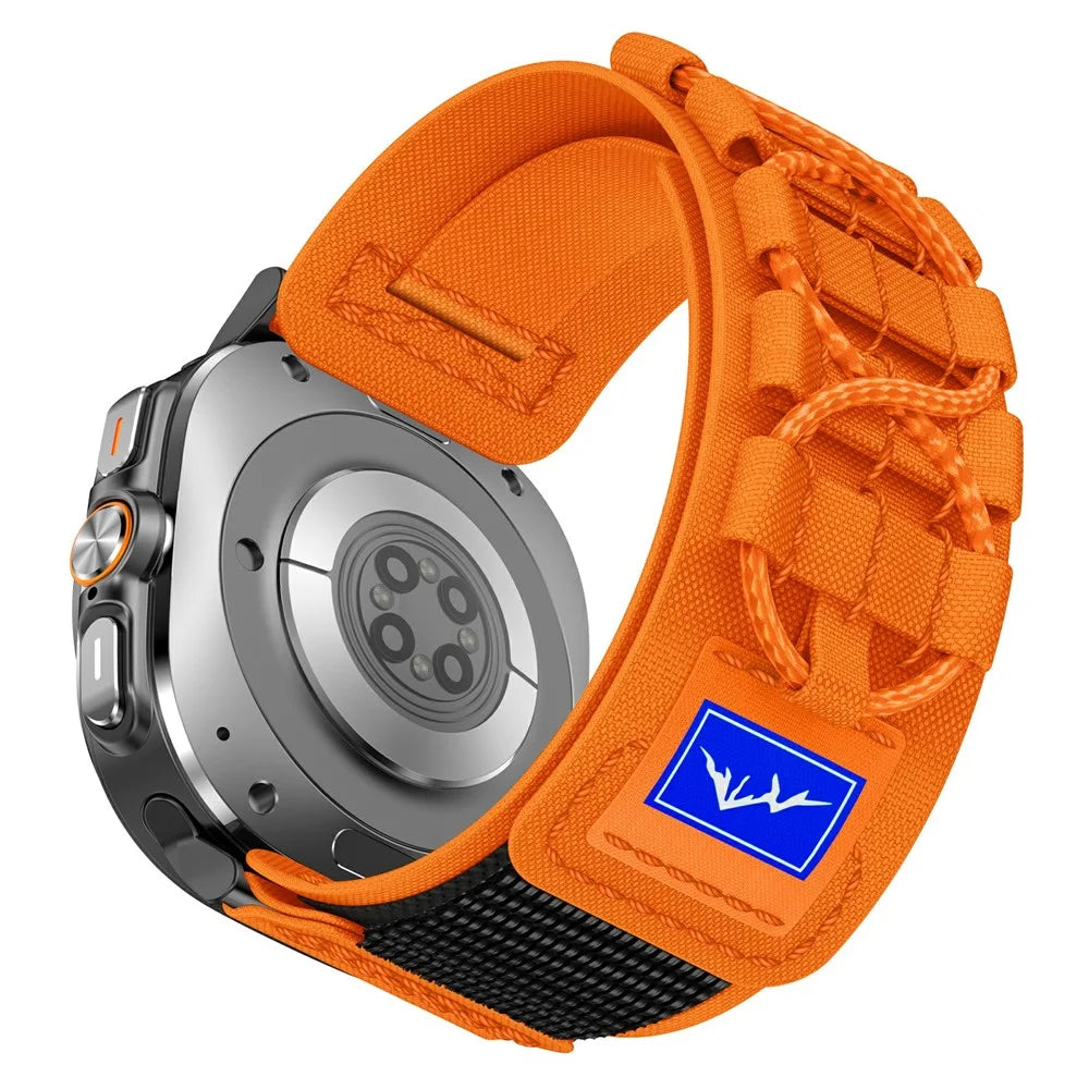 For Samsung Galaxy Watch Ultra2 47mm / Watch Ultra (2025) 47mm / Watch Ultra 47mm Nylon Watch Strap Track Braided Rope Strap - Black-Orange - 2