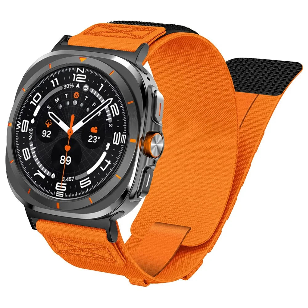 For Samsung Galaxy Watch Ultra2 47mm / Watch Ultra (2025) 47mm / Watch Ultra 47mm Nylon Watch Strap Track Braided Rope Strap - Black-Orange - 3