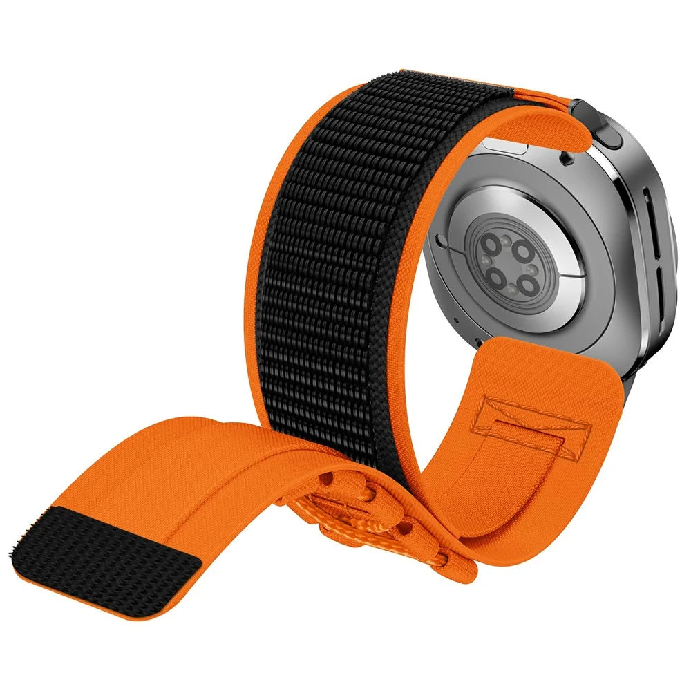 For Samsung Galaxy Watch Ultra2 47mm / Watch Ultra (2025) 47mm / Watch Ultra 47mm Nylon Watch Strap Track Braided Rope Strap - Black-Orange - 4