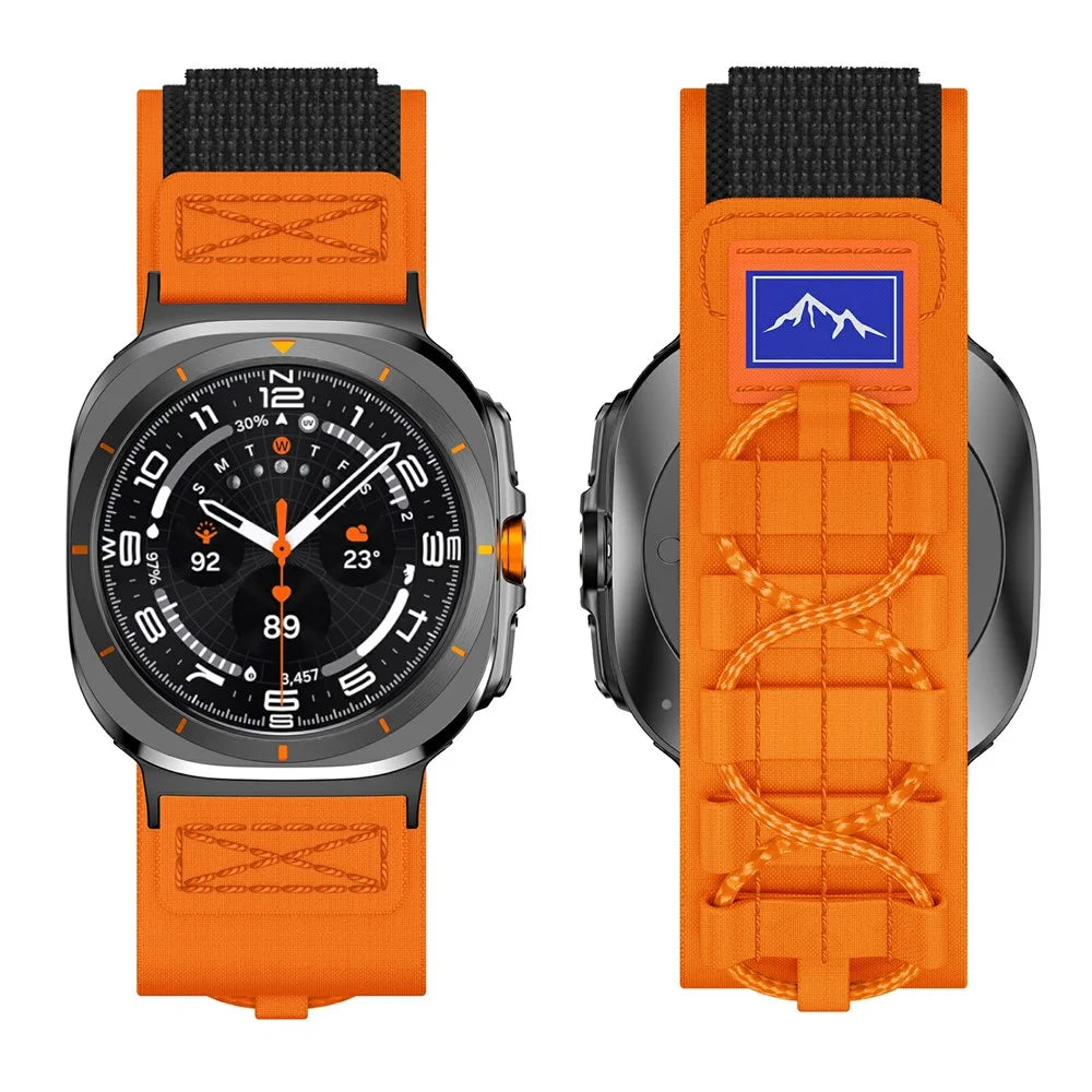 For Samsung Galaxy Watch Ultra2 47mm / Watch Ultra (2025) 47mm / Watch Ultra 47mm Nylon Watch Strap Track Braided Rope Strap - Black-Orange - 5