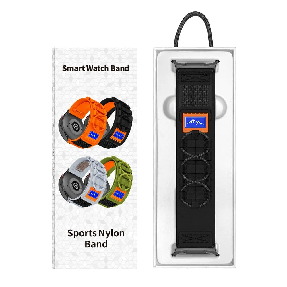 For Samsung Galaxy Watch Ultra2 47mm / Watch Ultra (2025) 47mm / Watch Ultra 47mm Nylon Watch Strap Track Braided Rope Strap - Black-Orange - 6
