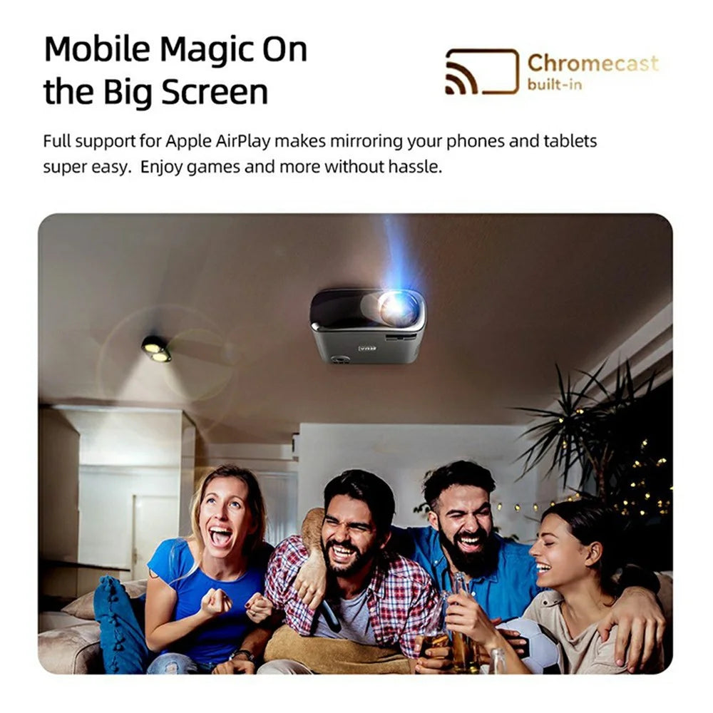AUN AKEY9S 1080P 4K Projector 2.4G  /  5G WIFI Bluetooth-compatible Projector 1+8GB 1000 ANSI 3D LED Home Theater - US Plug - 6