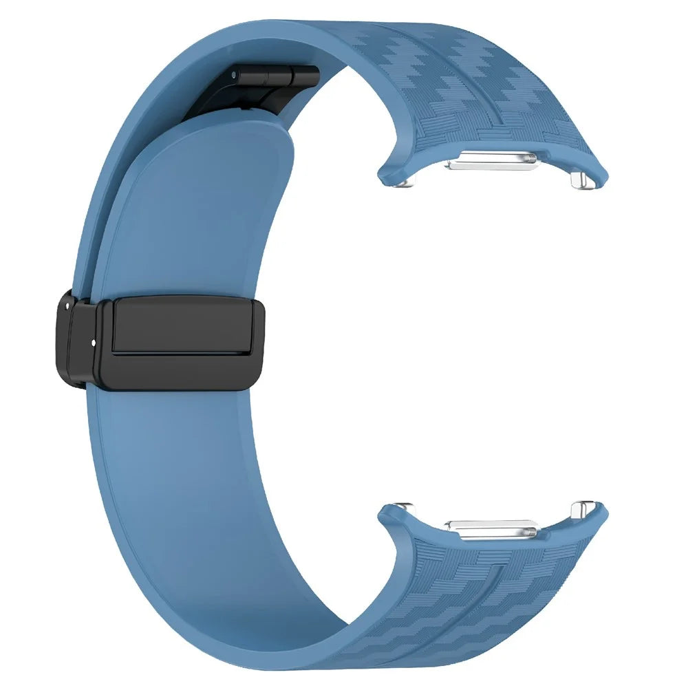 For Samsung Galaxy Watch Ultra2 47mm / Watch Ultra (2025) 47mm / Watch Ultra 47mm Silicone Watch Band Carbon Fiber Texture with Magnetic Buckle - Blue - 3