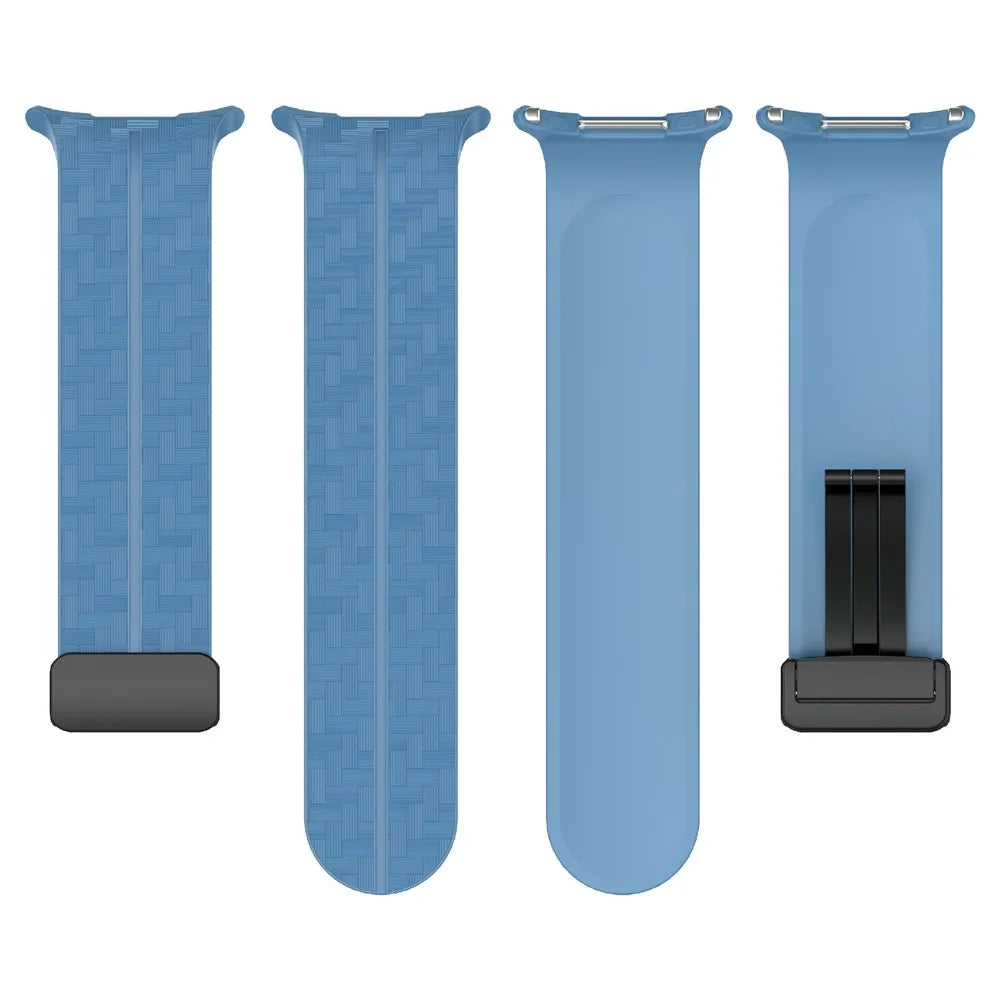 For Samsung Galaxy Watch Ultra2 47mm / Watch Ultra (2025) 47mm / Watch Ultra 47mm Silicone Watch Band Carbon Fiber Texture with Magnetic Buckle - Blue - 5