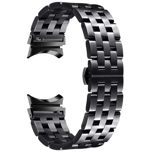 For Samsung Galaxy Watch7 44mm / 40mm Stainless Steel Band with Connector 5-Bead Smart Watch Strap, Black - 1