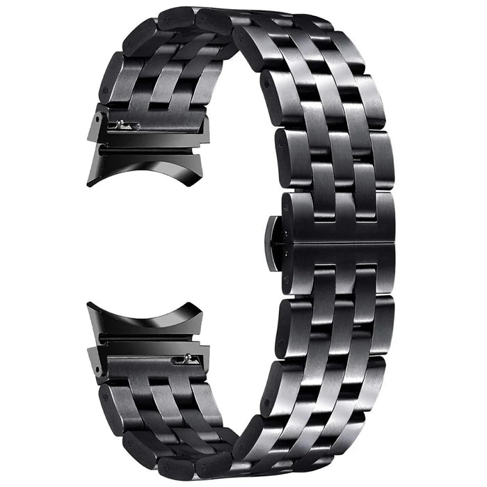 For Samsung Galaxy Watch7 44mm / 40mm Stainless Steel Band with Connector 5-Bead Smart Watch Strap, Black - 1