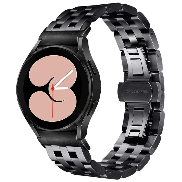 For Samsung Galaxy Watch7 44mm / 40mm Stainless Steel Band with Connector 5-Bead Smart Watch Strap, Black - 2