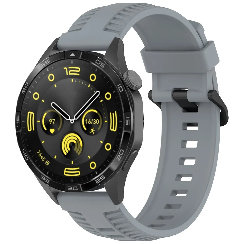KALEBOL 22mm Silicone Strap for Huawei Watch 4 / 4 Pro / GT 4 46mm Tire Texture Watch Band - Grey - 5