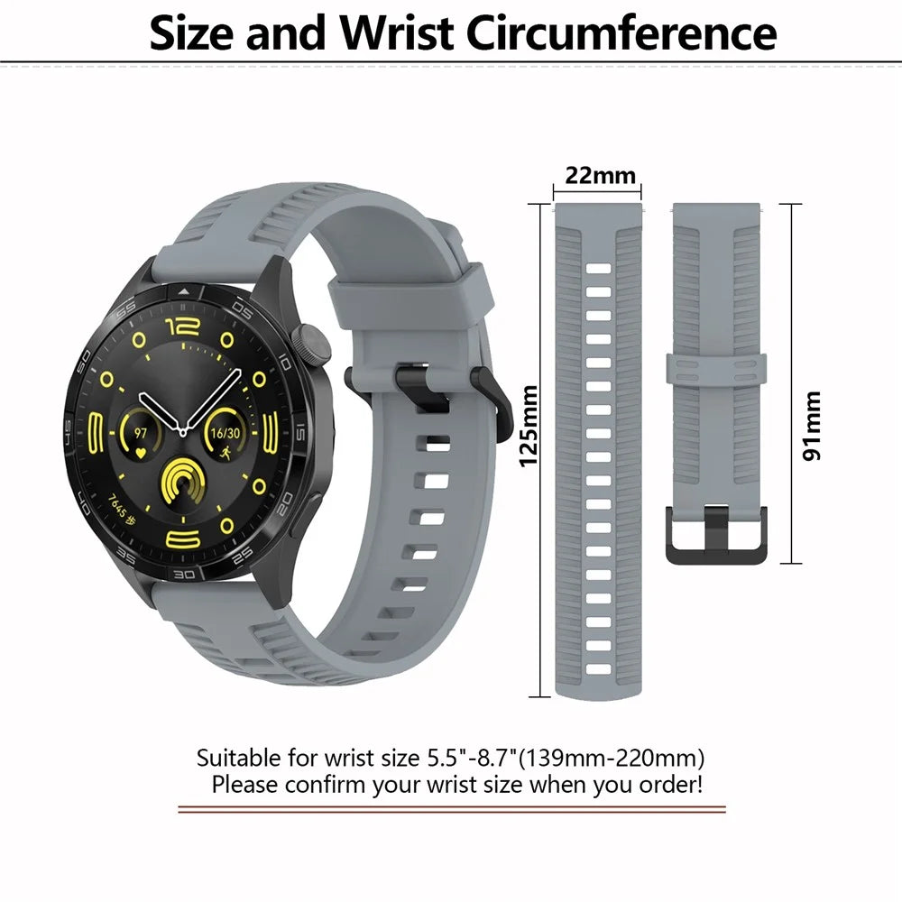 KALEBOL 22mm Silicone Strap for Huawei Watch 4 / 4 Pro / GT 4 46mm Tire Texture Watch Band - Grey - 7