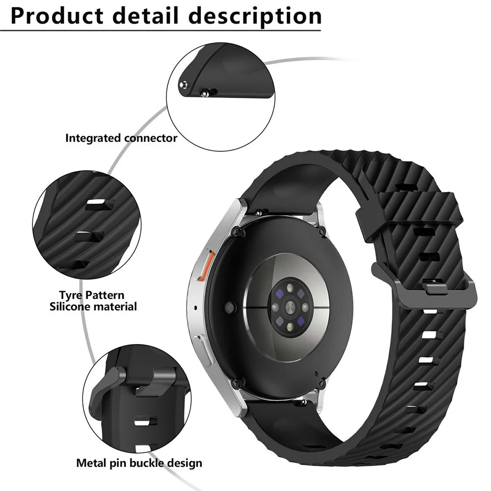 KALEBOL 22mm Silicone Band for Huawei Watch 4  /  4 Pro  /  GT 4 46mm Tire Pattern Watch Strap  - Black - 6