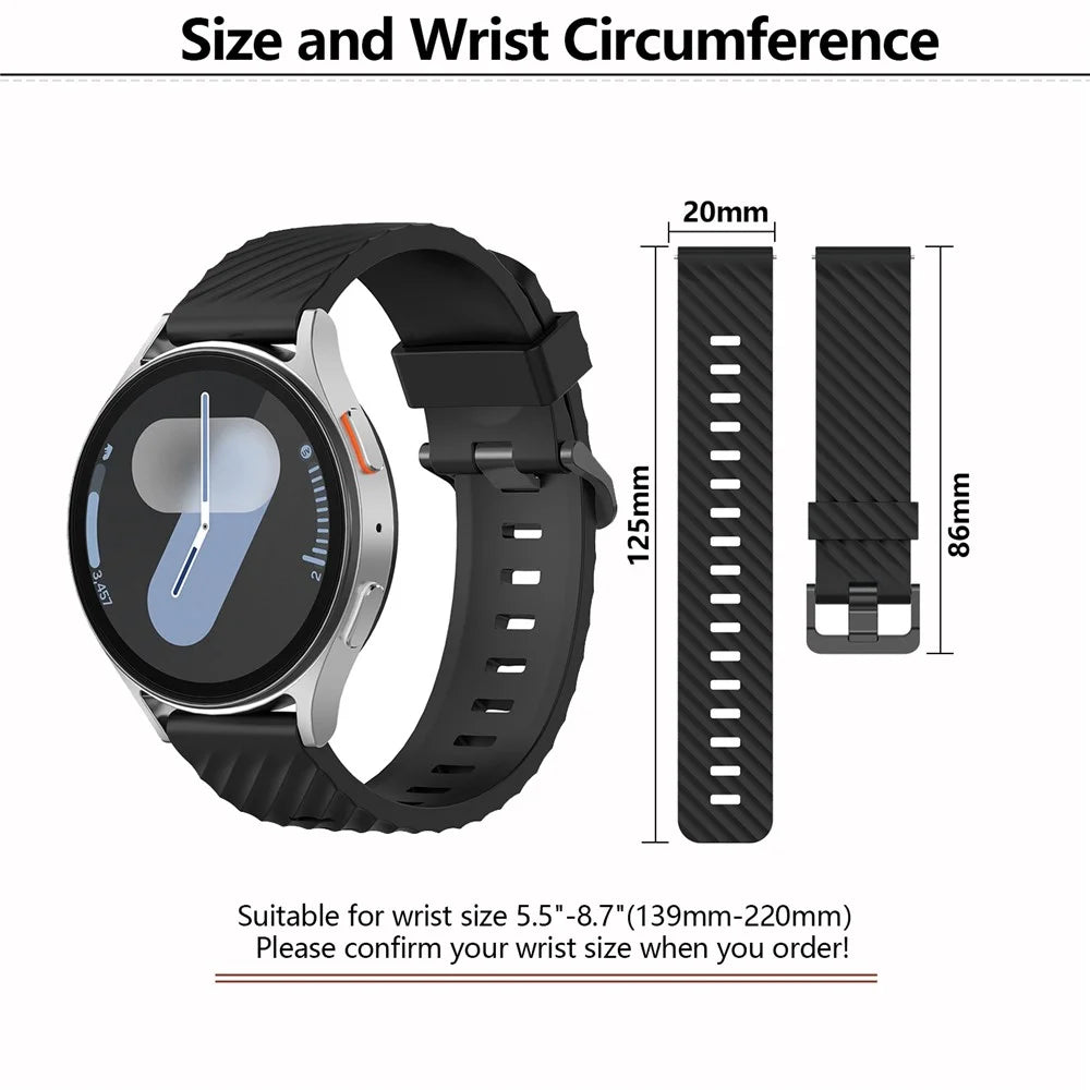 KALEBOL 20mm Silicone Band for Huawei Watch GT 3 42mm / GT 3 Pro 43mm Tire Pattern Watch Strap - Black - 7