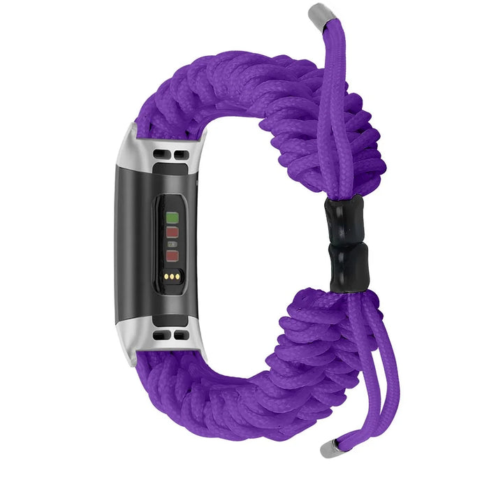 New Style Fashionable Braided Rope Adjustable Watchband Replacement for Fitbit Charge 3/4 - Purple - 4