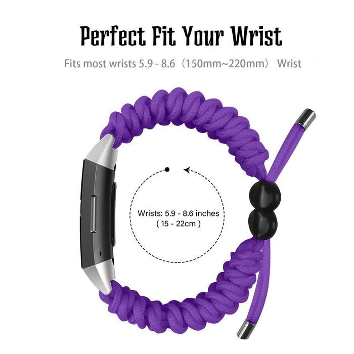New Style Fashionable Braided Rope Adjustable Watchband Replacement for Fitbit Charge 3/4 - Purple - 5