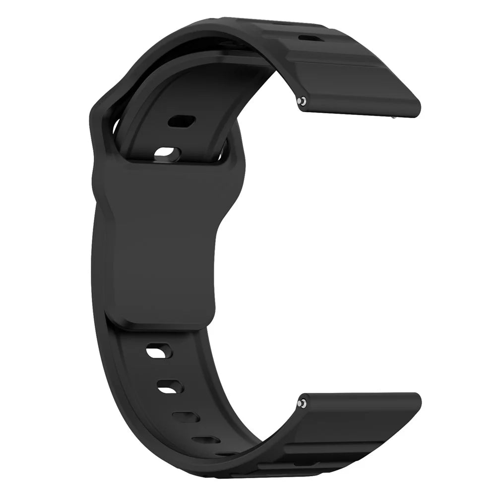 KALEBOL 22mm Silicone Strap for Huawei Watch 4 / 4 Pro / GT 4 46mm Wave Design Watch Band - Black - 3
