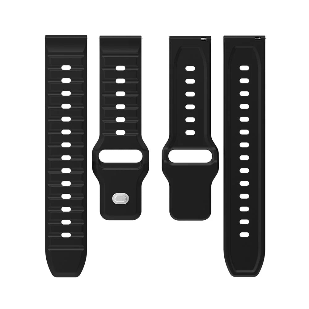 KALEBOL 22mm Silicone Strap for Huawei Watch 4 / 4 Pro / GT 4 46mm Wave Design Watch Band - Black - 5