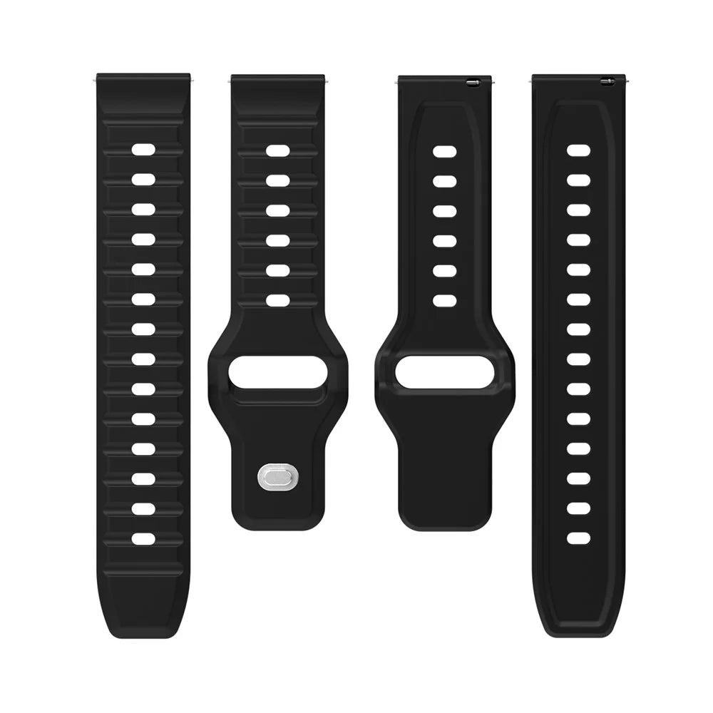KALEBOL 20mm Silicone Strap for Huawei Watch GT 3 42mm / GT 3 Pro 43mm Wave Design Watch Band - Black - 5
