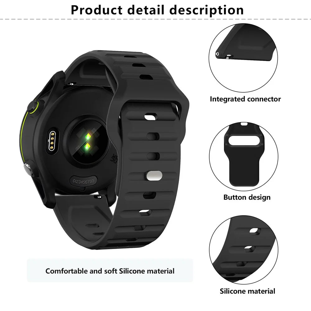 KALEBOL 20mm Silicone Strap for Huawei Watch GT 3 42mm / GT 3 Pro 43mm Wave Design Watch Band - Black - 6