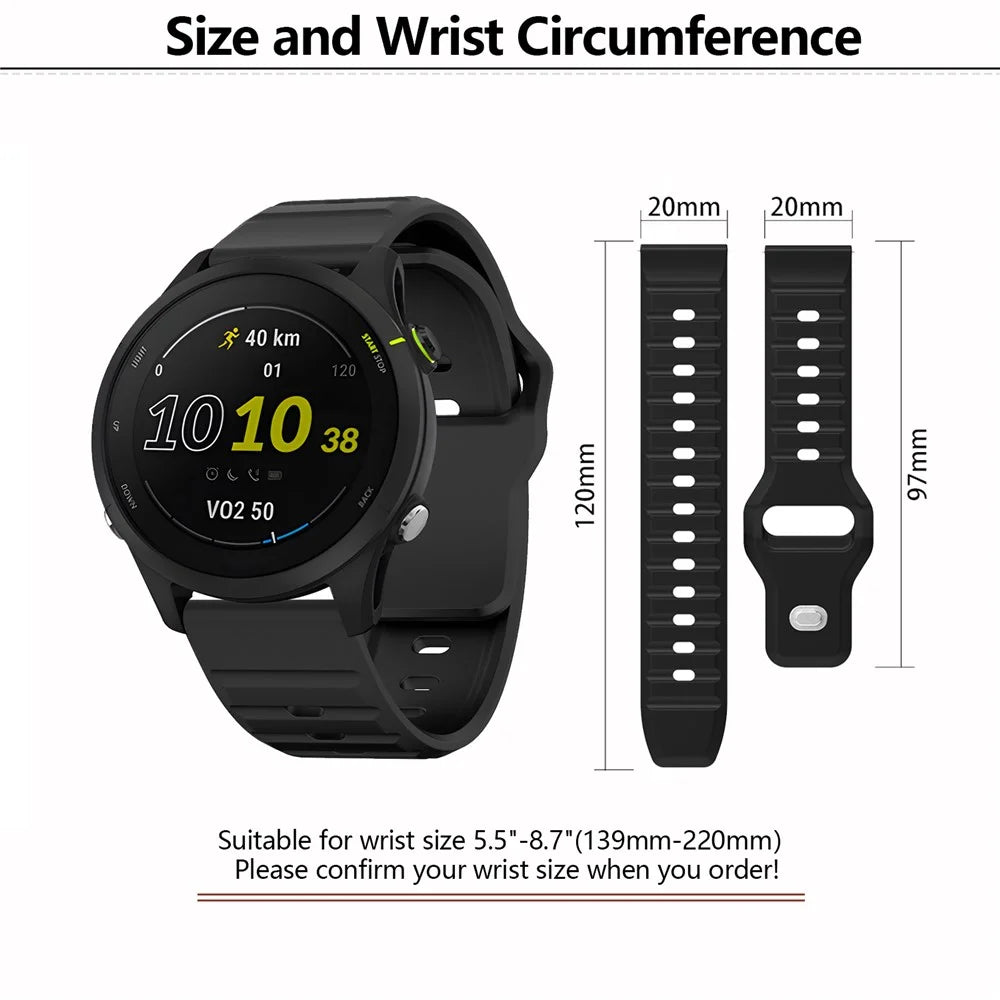 KALEBOL 20mm Silicone Strap for Huawei Watch GT 3 42mm / GT 3 Pro 43mm Wave Design Watch Band - Black - 7