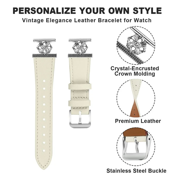 For Huami Amazfit Bip 3 Pro / Bip 3 Watch Band Genuine Cow Leather Flower Decor Adjustable Strap - White - 2