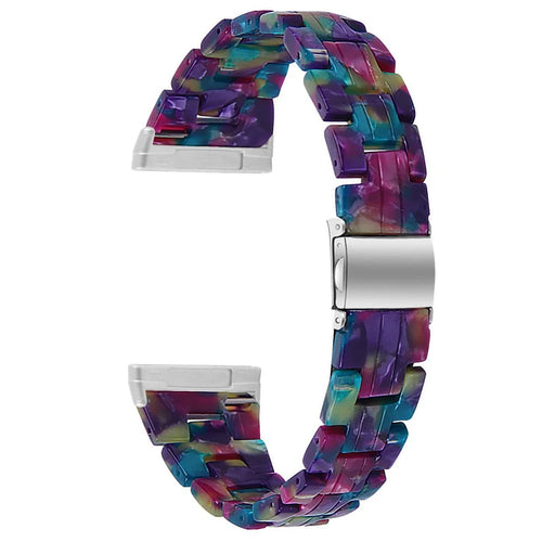 Resin Watch Band Light Weight Colorful Replacement for Fitbit Versa 3/Sense - Purple Green - 1