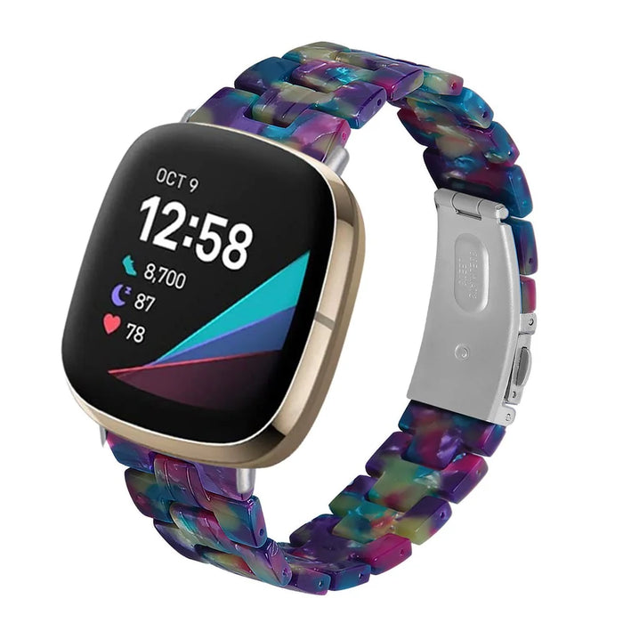 Resin Watch Band Light Weight Colorful Replacement for Fitbit Versa 3/Sense - Purple Green - 2