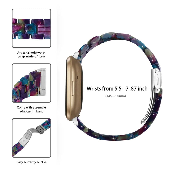 Resin Watch Band Light Weight Colorful Replacement for Fitbit Versa 3/Sense - Purple Green - 4