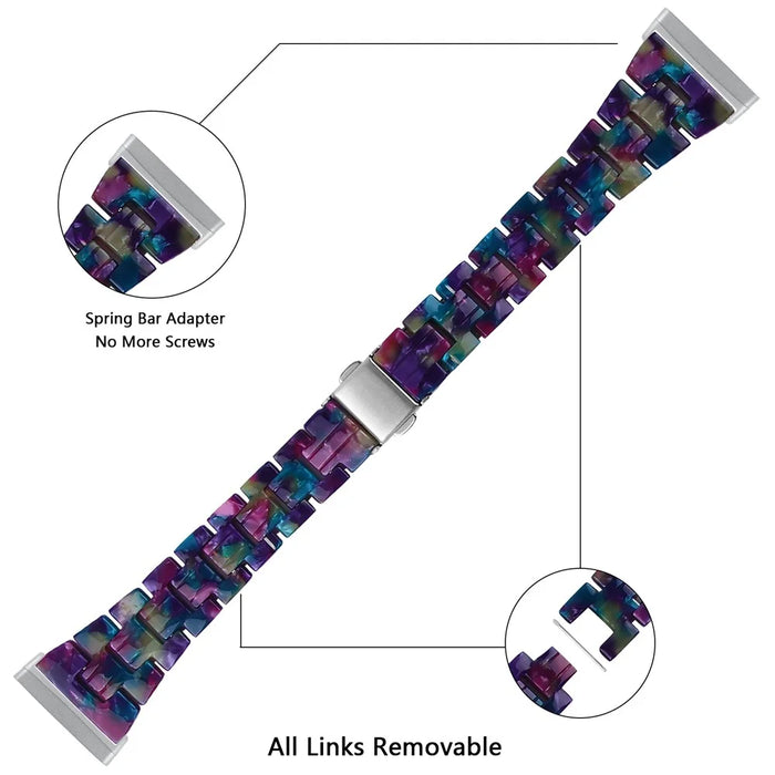 Resin Watch Band Light Weight Colorful Replacement for Fitbit Versa 3/Sense - Purple Green - 5