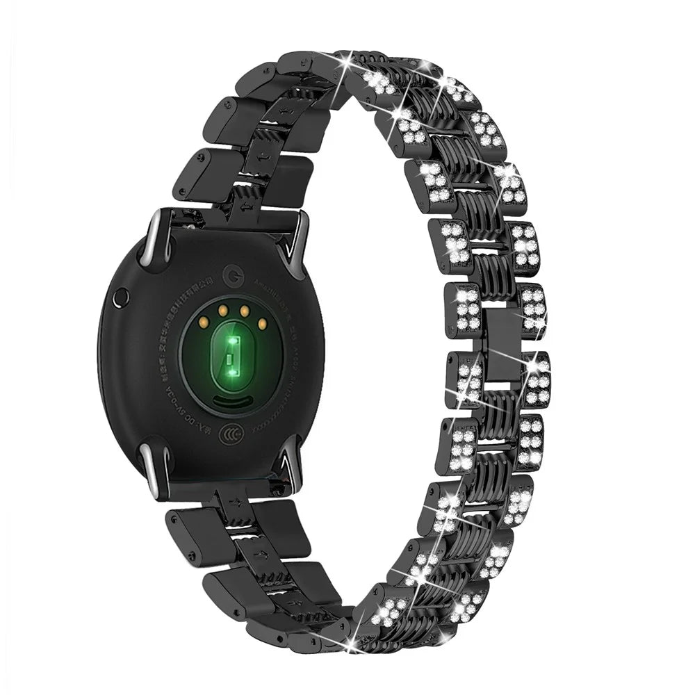 Zinc Alloy Rhinestone Decor Thread 20mm Smart Watch Strap Replacement for Polar Pacer Pro / Huami Amazfit Bip Lite - Black - 1