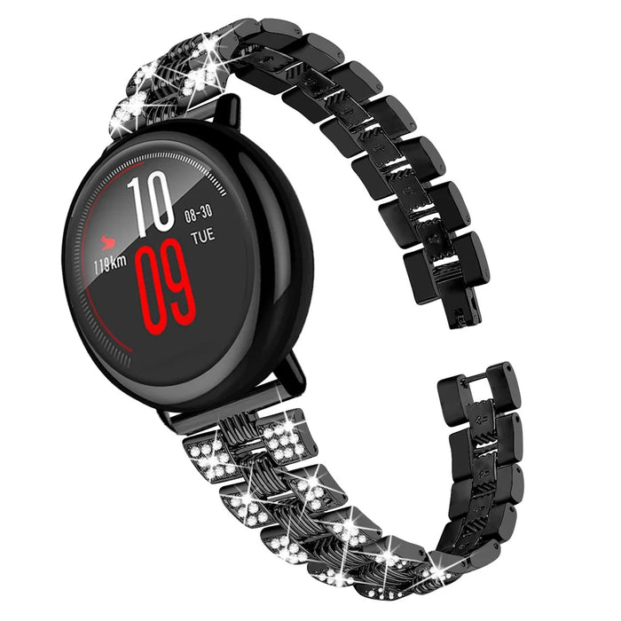 Zinc Alloy Rhinestone Decor Thread 20mm Smart Watch Strap Replacement for Polar Pacer Pro / Huami Amazfit Bip Lite - Black - 2
