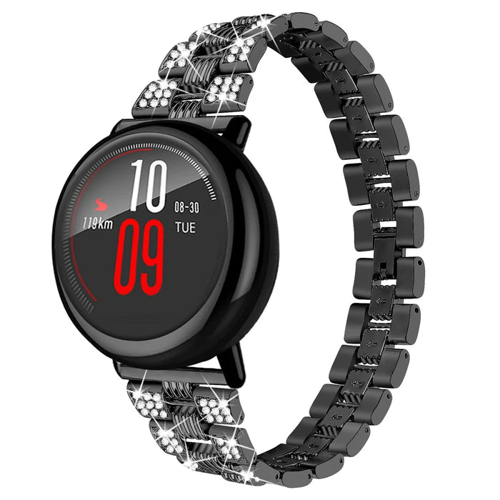 Zinc Alloy Rhinestone Decor Thread 20mm Smart Watch Strap Replacement for Polar Pacer Pro / Huami Amazfit Bip Lite - Black - 4