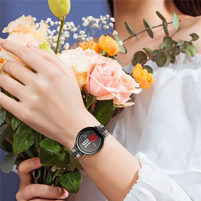 Zinc Alloy Rhinestone Decor Thread 20mm Smart Watch Strap Replacement for Polar Pacer Pro / Huami Amazfit Bip Lite - Black - 5