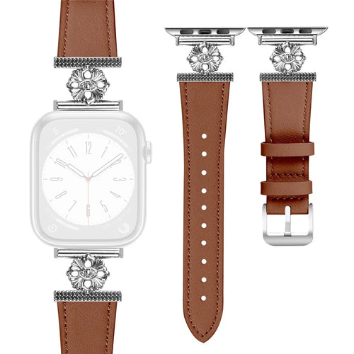 Watch Band for Apple Watch Series 11 10 42mm / 9 8 7 41mm / SE3 SE2 SE 6 5 4 40mm / 3 2 1 38mm Genuine Cow Leather Strap - Brown - 1