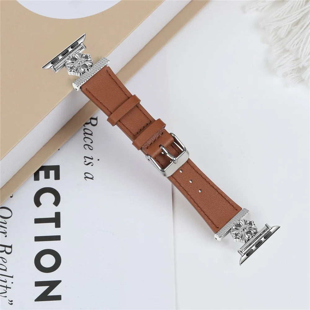 Watch Band for Apple Watch Series 11 10 42mm / 9 8 7 41mm / SE3 SE2 SE 6 5 4 40mm / 3 2 1 38mm Genuine Cow Leather Strap - Brown - 7