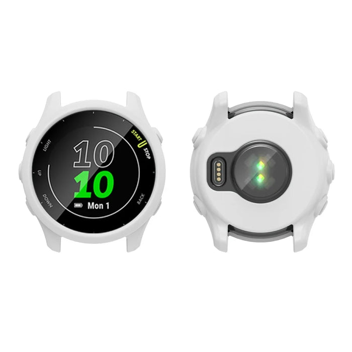 For Garmin Forerunner 255 / Forerunner 265 Cross-Texture Silicone Band with Watch Case - White - 5