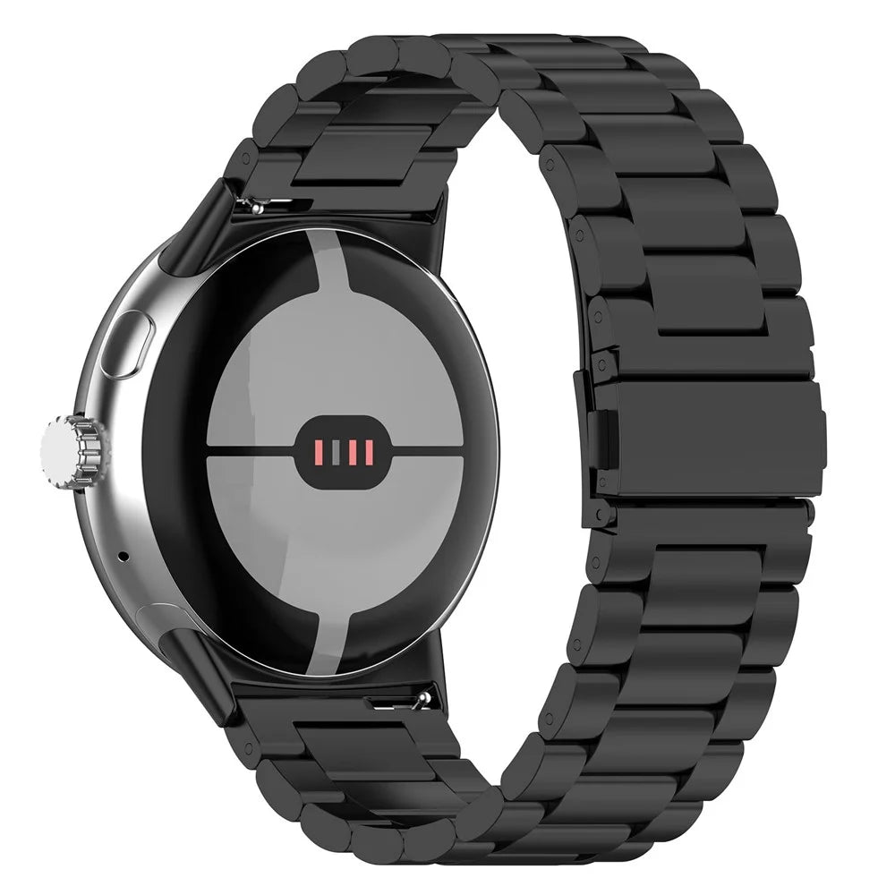 For Google Pixel Watch 4 41mm / Watch 3 41mm / Watch 2 / Watch Strap Replacement Stainless Steel Watch Band - Black - 1