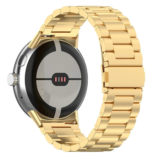 For Google Pixel Watch 4 41mm / Watch 3 41mm / Watch 2 / Watch Strap Replacement Stainless Steel Watch Band - Gold - 1