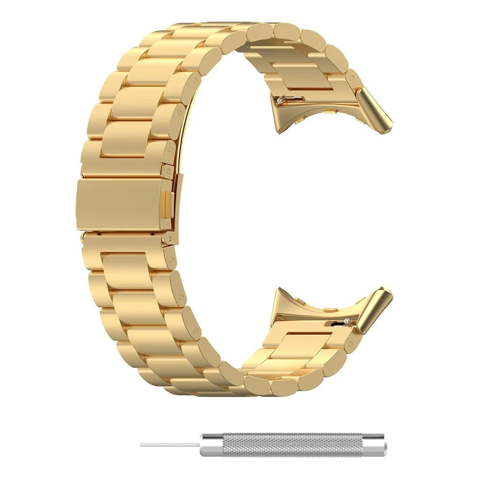 For Google Pixel Watch 4 41mm / Watch 3 41mm / Watch 2 / Watch Strap Replacement Stainless Steel Watch Band - Gold - 6