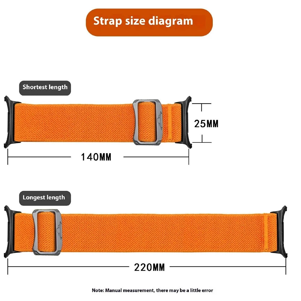 For Samsung Galaxy Watch Ultra2 47mm / Watch Ultra (2025) 47mm / Watch Ultra 47mm Nylon Strap Elastic Replacement Watch Band - Orange - 4