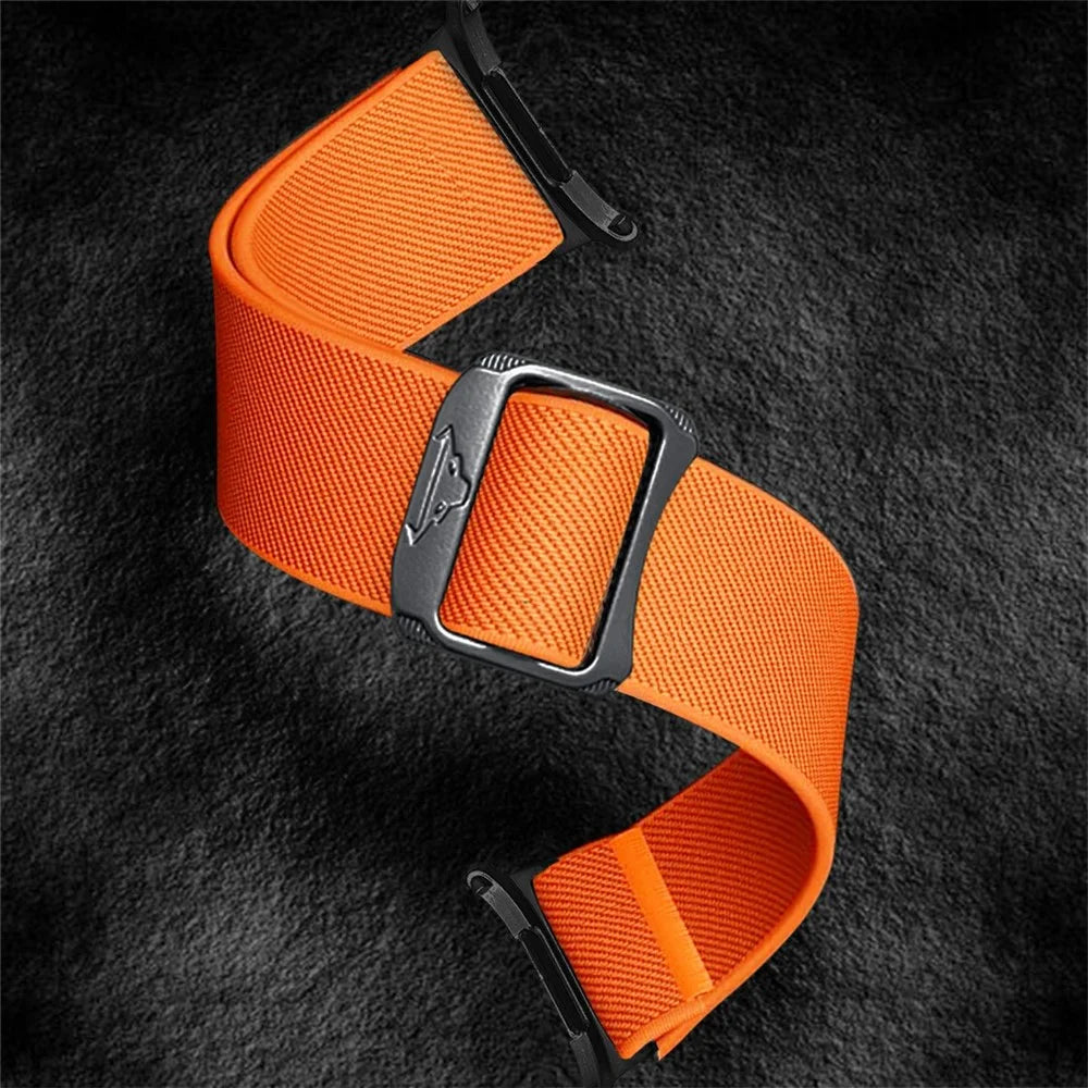 For Samsung Galaxy Watch Ultra2 47mm / Watch Ultra (2025) 47mm / Watch Ultra 47mm Nylon Strap Elastic Replacement Watch Band - Orange - 5