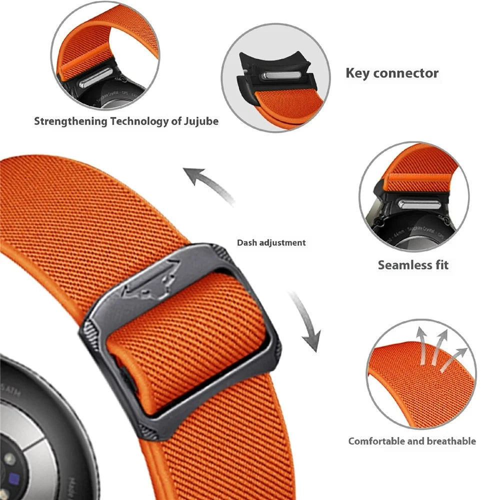 Nylon Strap for Samsung Galaxy Watch FE 40mm / Watch7 / Watch6 / Watch 5 / Watch4 Elastic Band - Orange - 3