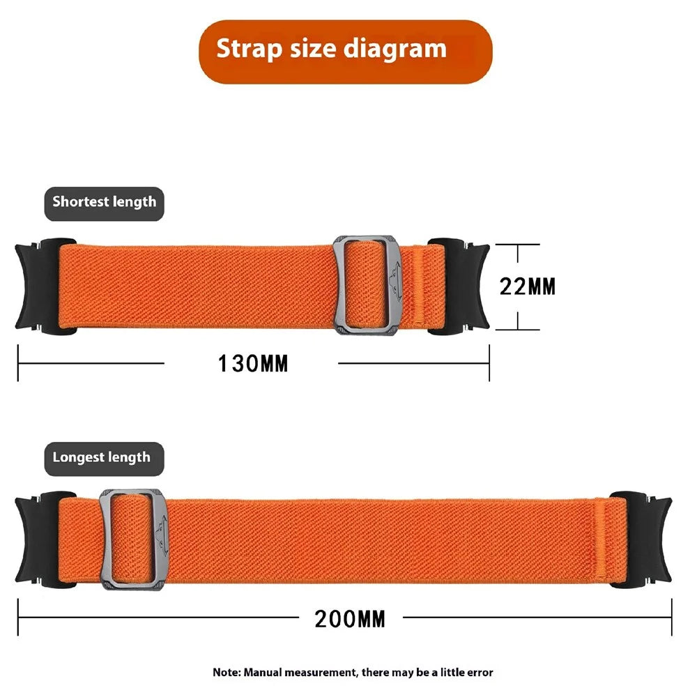 Nylon Strap for Samsung Galaxy Watch FE 40mm / Watch7 / Watch6 / Watch 5 / Watch4 Elastic Band - Orange - 4