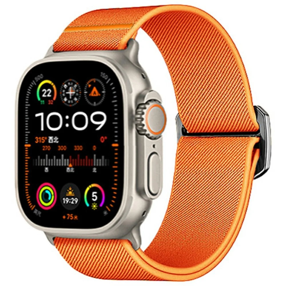 Nylon Strap for Apple Watch Ultra 3 2 1 49mm / Series 11 10 46mm / 9 8 7 45mm / SE3 SE2 SE 6 5 4 44mm / 3 2 1 42mm Band - Orange - 2