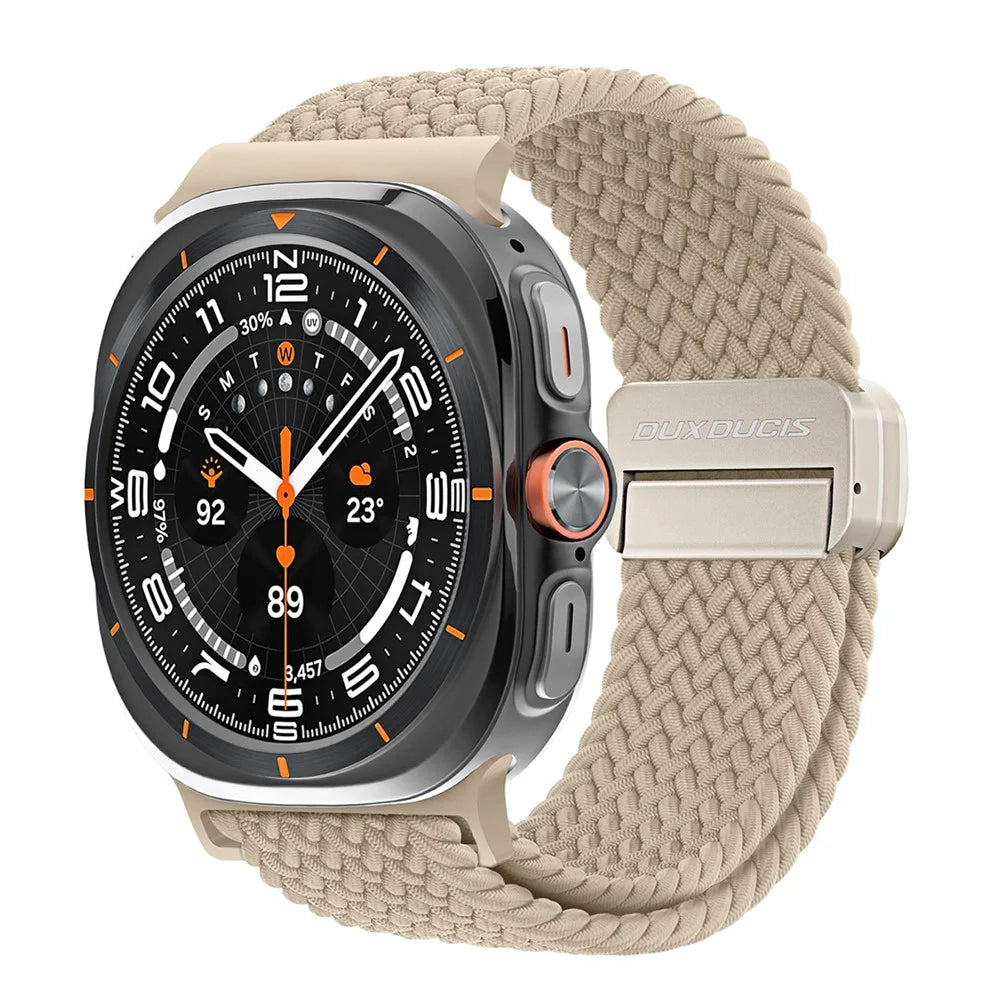 DUX DUCIS Mixture Pro Series For Samsung Galaxy Watch Ultra2 47mm / Watch Ultra (2025) 47mm / Watch Ultra 47mm Nylon Braided Watch Band Magnetic Strap - Beige - 2